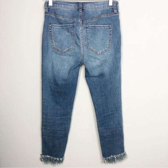 FREE PEOPLE | Distressed Skinny Jeans Mid-Rise Raw Edge Hem Women’s Size 26 (2) - Picture 6 of 8
